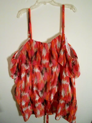 NWT Fashion Bug Womens 4x Orange Black Blouson Tank Top Strappy Y2K - Image 1 of 4