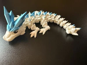 Dragón de cristal articulado 9 pulgadas blanco y azul - Imagen 1 de 3