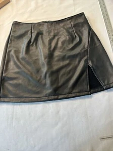Rewash Juniors' Faux Leather Mini Skirt Black   M - Picture 1 of 4