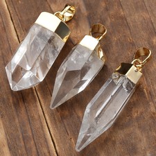 Natural Clear Rock Crystal Quartz Gemstone Pendant For Necklace Jewelry Gifts
