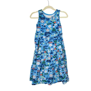 Hanna Andersson Dress Girls 5 Blue Floral Tiered Sleeveless Midi Cotton XS - Picture 1 of 13