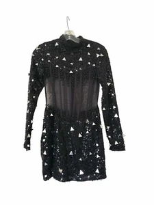 Mini Vestido Negro S/M Corsé Lentejuelas Transparentes Triángulo Espejo Piezas Bruja Caprichosa - Imagen 1 de 20