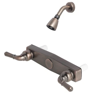 Mobile Home Two Handle 8" Shower Faucet Valve with Shower Head Brushed Bronze - Picture 1 of 7