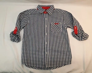 DKNY Boys' 4T Button Up Long Sleeve Blue/White Checked Shirt - Picture 1 of 6