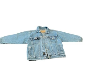 OshKosh Vintage Sz 6 Unisex Youth Kids Denim Snap Jacket Distressed Aged READ - Picture 1 of 13