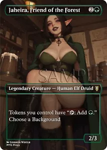 MTG - Jaheira, Friend of the Forest - Fanart Borderless Style EDH and Playtest - Picture 1 of 2