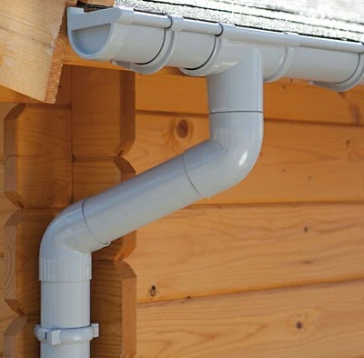 S-LON Dachrinnenset Gartenhausdachrinne 70mm grau für 4 Meter Satteldachhäuser Slon