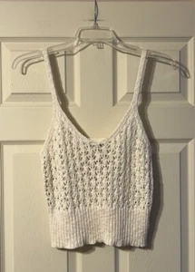 NWT Double Zero Ivory Crochet Cropped Tank Top Large - Picture 1 of 5