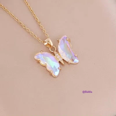 Pingente de borboleta colorido pedra do nascimento coração de amor colar presente feminino - Imagem 1 de 4