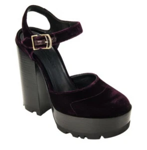Jil Sander Lita Bordeaux Velvet Plotter Chunky Platform Heel VERY NICE!!! SZ 40 - Picture 1 of 12