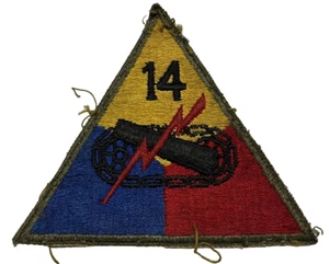 Original WWII U.S. Army 14th Armored Division Cut Edge OD Border Patch NG - Picture 1 of 2