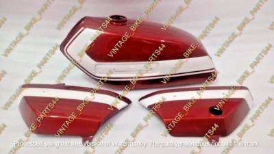 Suzuki TS125 1972 - 1974 Steel Red Painted Fuel Tank With Side Panel - Image 1 of 4