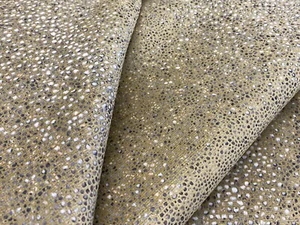 Kravet Couture Shagreen Dot Foil Velvet Fabric- L'escale / Gold 2.30 yds 34239-4 - Picture 1 of 3