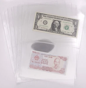 10 Pcs Clear Sleeves Holders Page Fit World Paper Money Banknote Bill Book - Picture 1 of 7