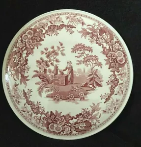 SPODE ARCHIVE SUTHERLAND COLLECTION "GIRL AT WELL" PLATTER PLATE RED DIA. 11.5" - Picture 1 of 7