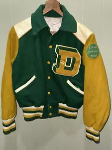 VTG Varsity Letterman Jacket Big D Wool Satin Reversible 1955 County Champ Patch - Picture 1 of 13