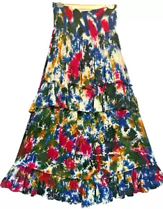SACRED THREADS Boho funky Hippie Batik Rüschen Viskose ROCK KLEID EINHEITSGRÖSSE passt M L XL - Bild 1 von 6