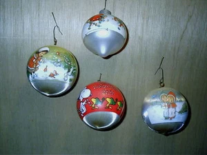 4 Vintage Satin Glass Hallmark Ball Ornaments Teacher Betsey Clark Snoopy Grand. - Picture 1 of 7