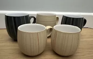 Denby Mug Bundle (x5), Black Jet Stripes & Caramel Stripes, 400ml & 250ml - Picture 1 of 24