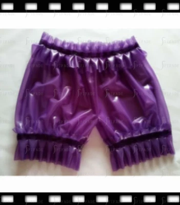 乳胶透明褶边性感短裤内裤凉爽定制 0.4 毫米 F5 — 第 1/4 张图片