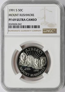 1991-S 50c Mount Rushmore Commemorative Half Dollar NGC PF69 Ultra Cameo - Picture 1 of 4