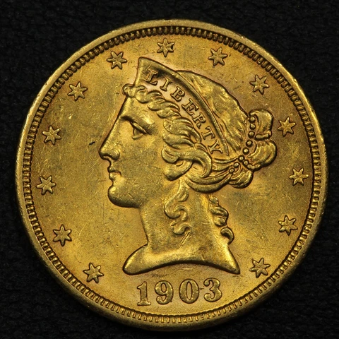 1903 S $5 Five Dollar Liberty Head Gold Half Eagle Cover