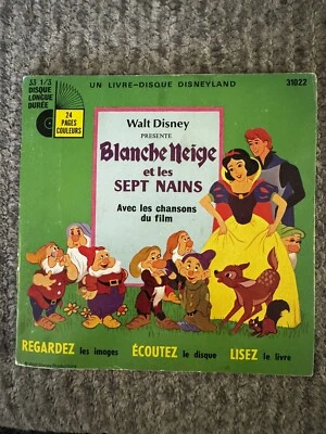 1969 Livro e Disco Branca de Neve Blanche Neige Sept Nains Walt Disney Francês - Imagem 1 de 4