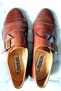 Princes Italian Eur41 7.5 Buckled Brogues Leather Unisex Classic Flat Brown Tan - Picture 1 of 9