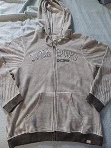 blue 84 Outer Banks womens 2x zip hoodie sweatshirt gray striped sewn letters - Picture 1 of 6