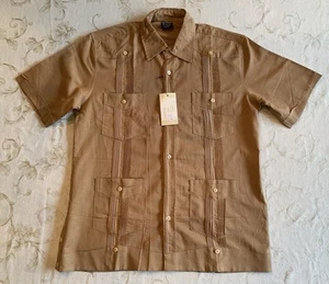Camisa de vestir de manga corta tostada colección especial Duca Grimaldi grande para hombre - Imagen 1 de 5