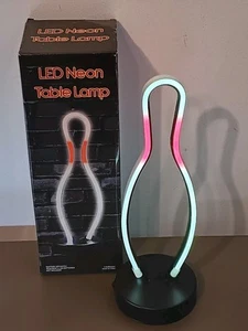 LED Neon Tischlampe Bowling Pin 12" hoch mit Box getestet und funktionsfähig gebraucht - Bild 1 von 15
