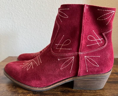 LUCKY "FLORINIAH" Red Suede Western Cowboy Boots Size 9M EUC 40 EUR - Image 1 of 4