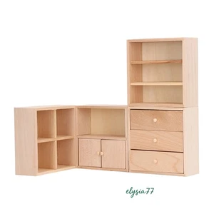 1/12 Scale Dollhouse Miniature Kit Furniture Wall Cabinet Set Kitchen Bookcase - Picture 1 of 12