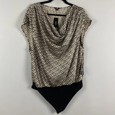 Body Express Gramercy gola alta tamanho XL manga gorro bege preto - Imagem 1 de 4