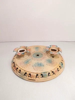 Lámpara de techo antigua Art Deco de montaje empotrado doble enchufe  Foto 1 de 4