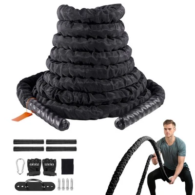 Боевая веревка Uimoso 1,5 дюйма 40/30 футов для тренажерного зала силовых тренировок упражнений фитнеса - Изображение 1 из 4