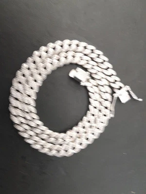 Cadena de piedra Miss 1 de 17 pulgadas de largo Miami Cuban Link plata de ley 925   Foto 1 de 4