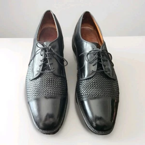 Allen Edmonds Men's Lauderdale Black Leather Woven Vamp Cap Toe Dress Shoes 13D - Picture 1 of 22