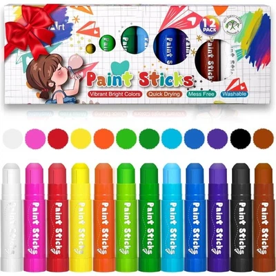 Varas de tinta têmpera 12 cores secagem rápida lavável tinta sólida para crianças - Imagem 1 de 4