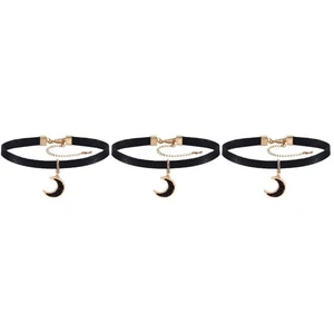 3 stücke Fashion Temperament Lady Choker Zierliche kurze schwarze Mond - Picture 1 of 12