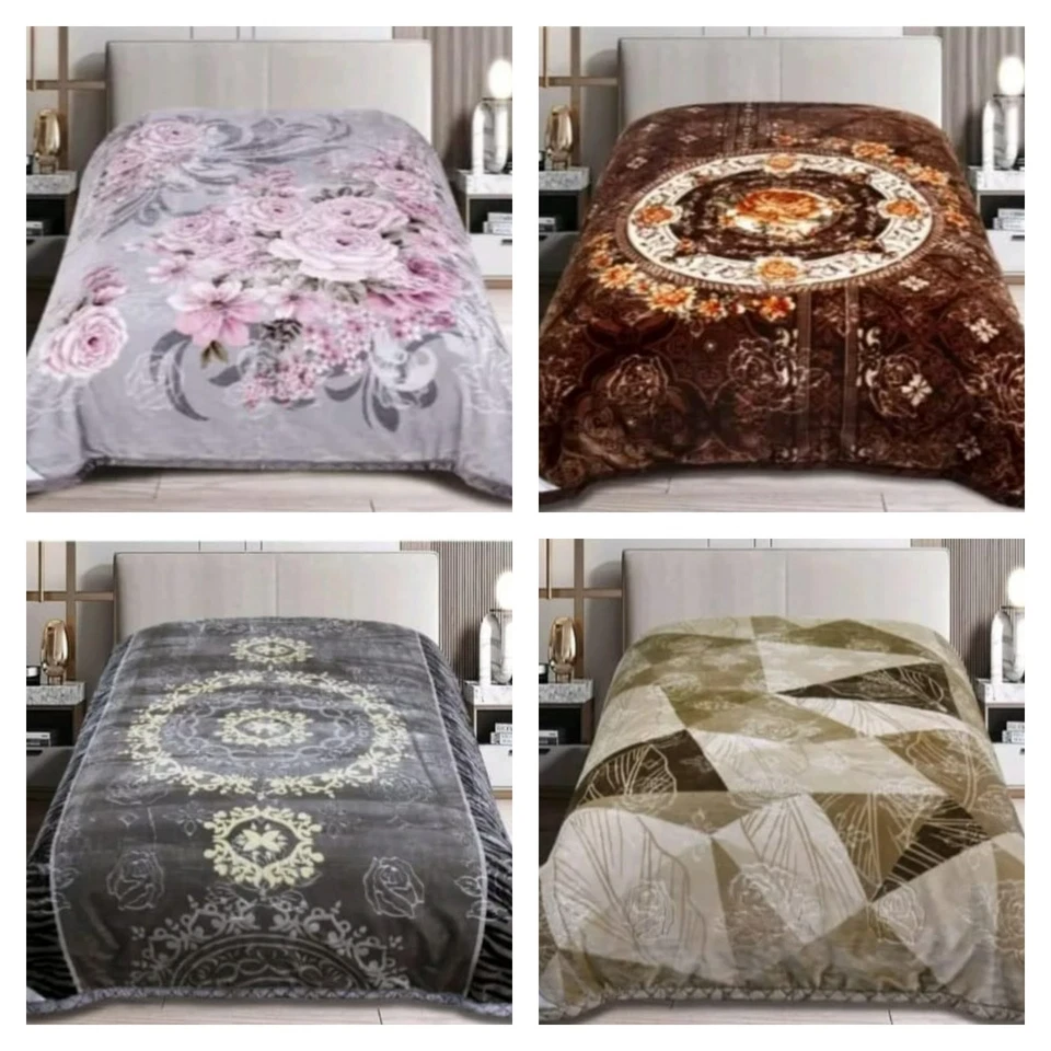 HKZ King Size 2 Ply Mink Blanket Heavy Thick Warm Soft Bed Blanket Winter Throw