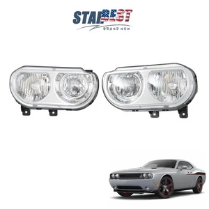 For Dodge Challenger 2008-2014 LH+RH Headlight Headlamps Clear Halogen Chrome - Picture 1 of 10