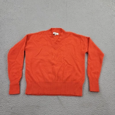 Madewell 100% Cashmere Sweater Womens XXS 2XS Orange V-Neck Pullover Foto 1 de 4