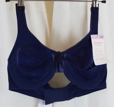 Warner's Women's Signature Cushioned Support & Comfort Bra Navy Blue Size 34D - Image 1 of 4