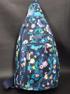 Vera Bradley Sling Backpack Moonlight Garden Pattern Navy Blue Floral Colorful - Picture 1 of 8
