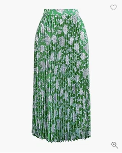 J.CREW Plissee Midi Rock grün Picknick weiß Blumen Satin leicht ungefüttert S - Bild 1 von 11