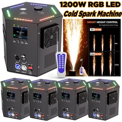 4PC RGB LED Cold Spark Machine 1200W Stage Effect DMX Firework Wedding 6.6-9.8ft - Image 1 of 4