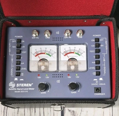 Steren 203-510 Dual Satellite Signal Level Meter Icludes Carrying Case WORKS - Image 1 of 4
