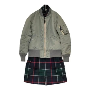 Scye MA-1 Fake Layered Padded Nylon Docking Military jacket khaki 5-0915A∞ - Picture 1 of 8