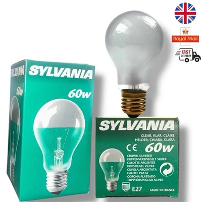 Sylvania 60W E27 Clear Crown Silvered Bulb Decorative Vintage Christmas Lighting - Image 1 of 2